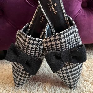 EUC Kate Spade Karin Woolen Houndstooth Mule with Bow Size 9